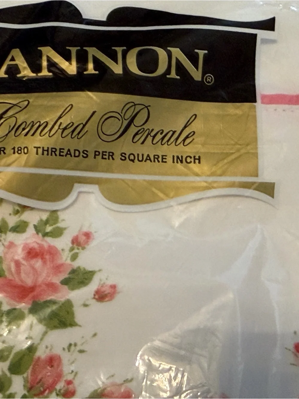 🆕Vintage NOS Cannon combed 100% cotton pink rose garland white full/Double flat